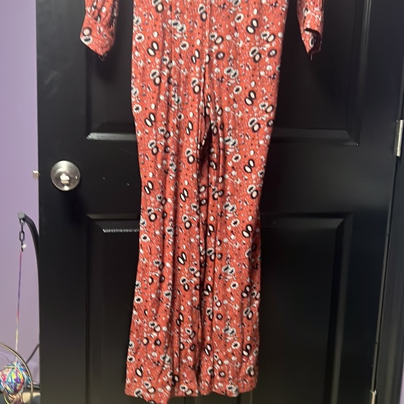 Free People Anthropologie Some like it hot floral 1 piece rust vintage jumpsuit - Picture 5 of 10